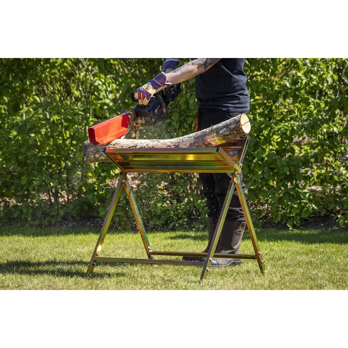 Sealey Heavy-Duty Sawhorse with Chainsaw Holder  White Rose Tools
