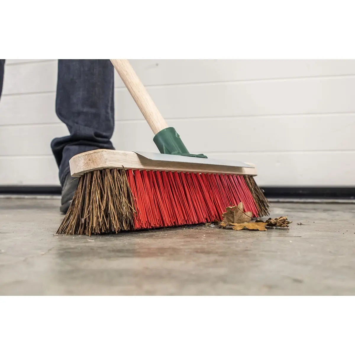 Sealey Heavy-Duty Stiff/Hard Bristle Broom with Scraper 16"(405mm) 