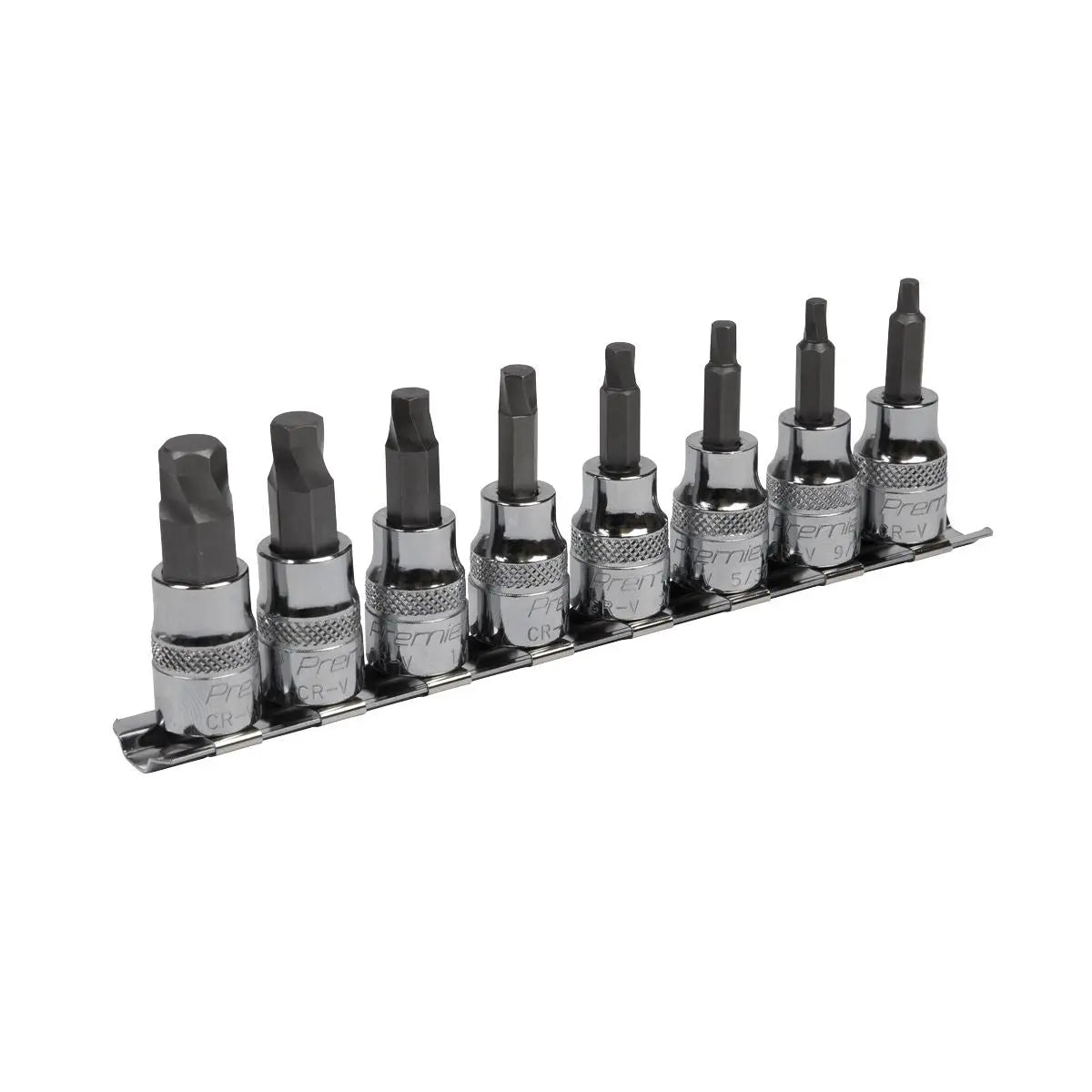 Sealey Hex Socket Bit Set Lock On 8 Piece 3/8" Drive 1/8"-3/8" Imperial Premier 