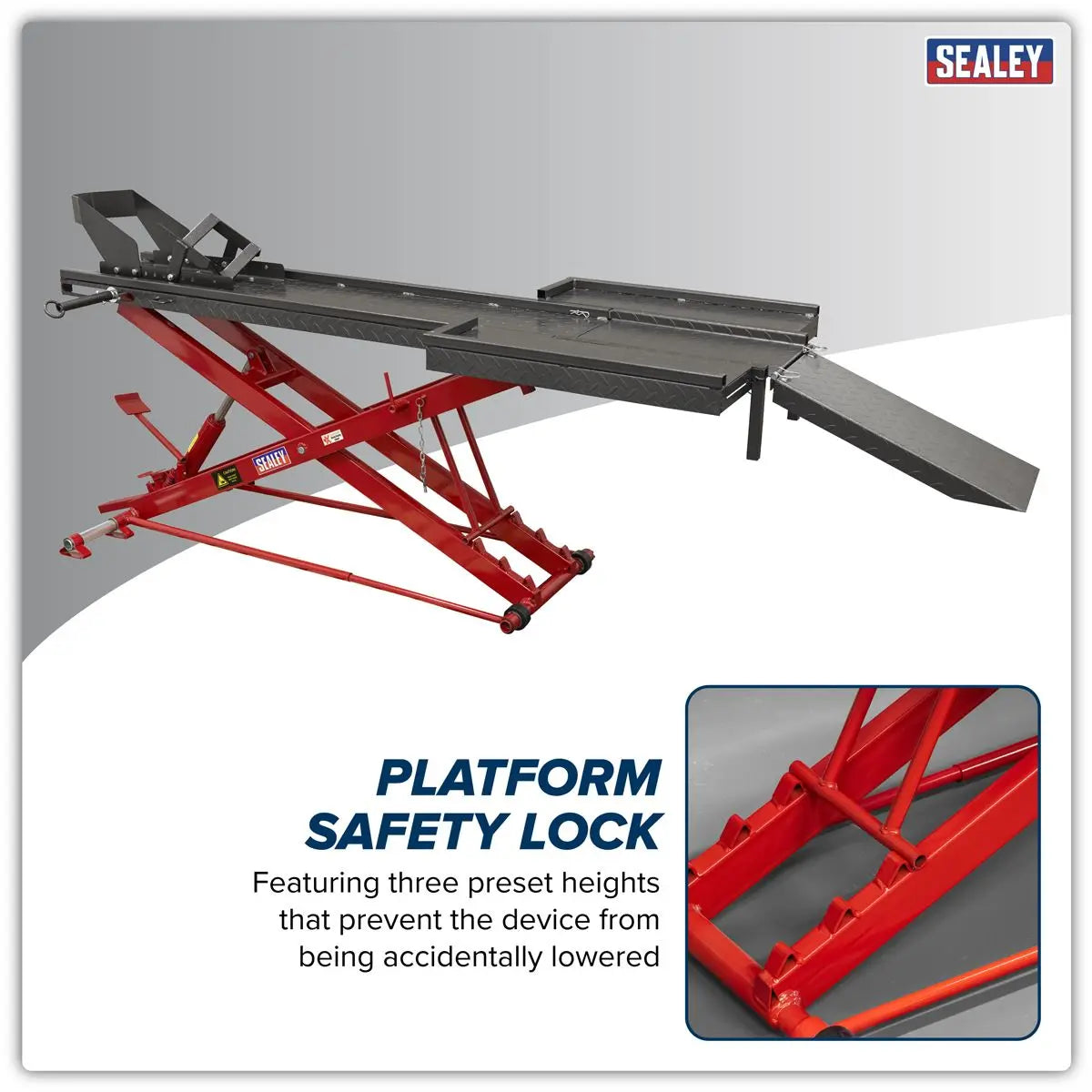 Sealey Hydraulic Motorcycle Lift 450kg Capacity  White Rose Tools