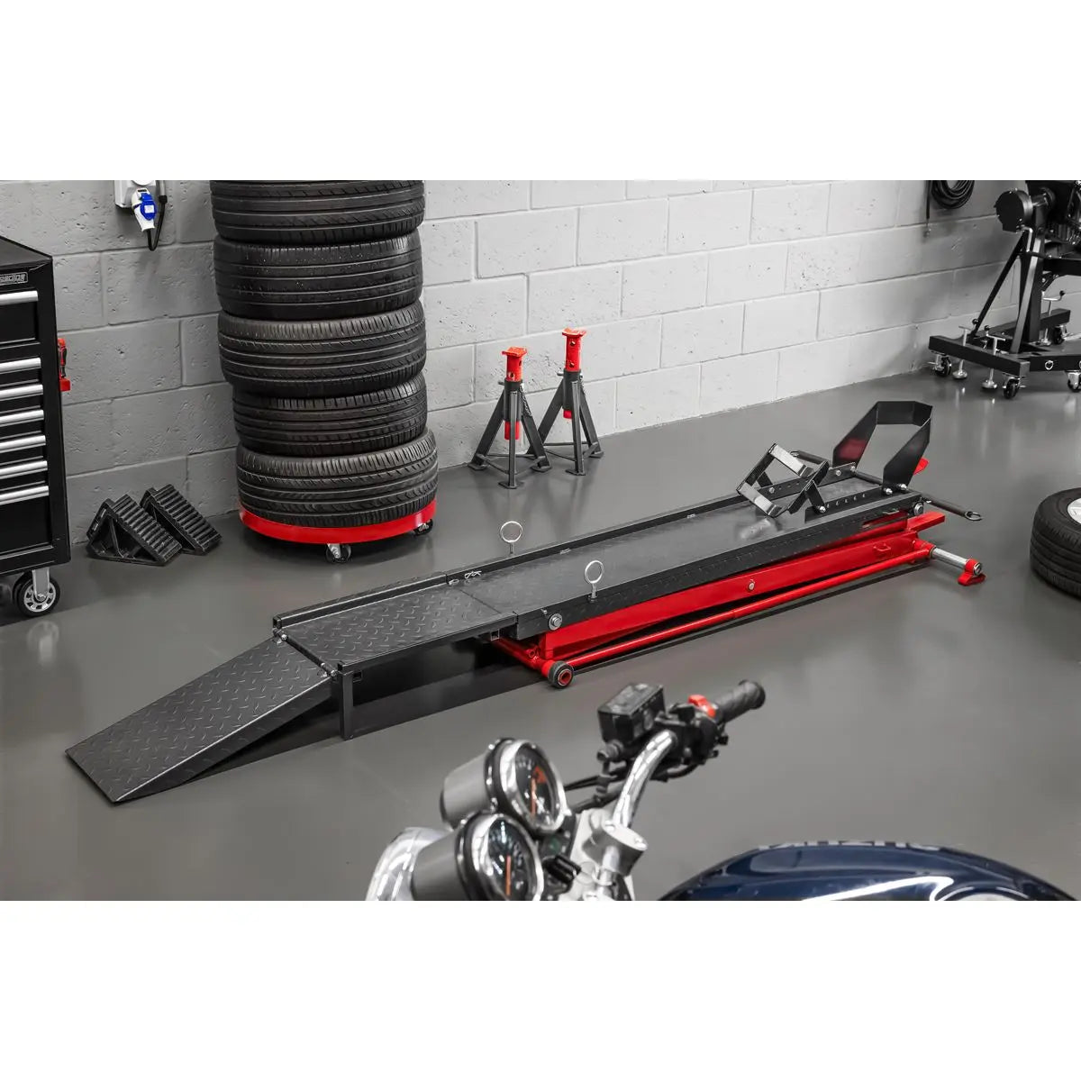 Sealey Hydraulic Motorcycle Lift 450kg Capacity  White Rose Tools