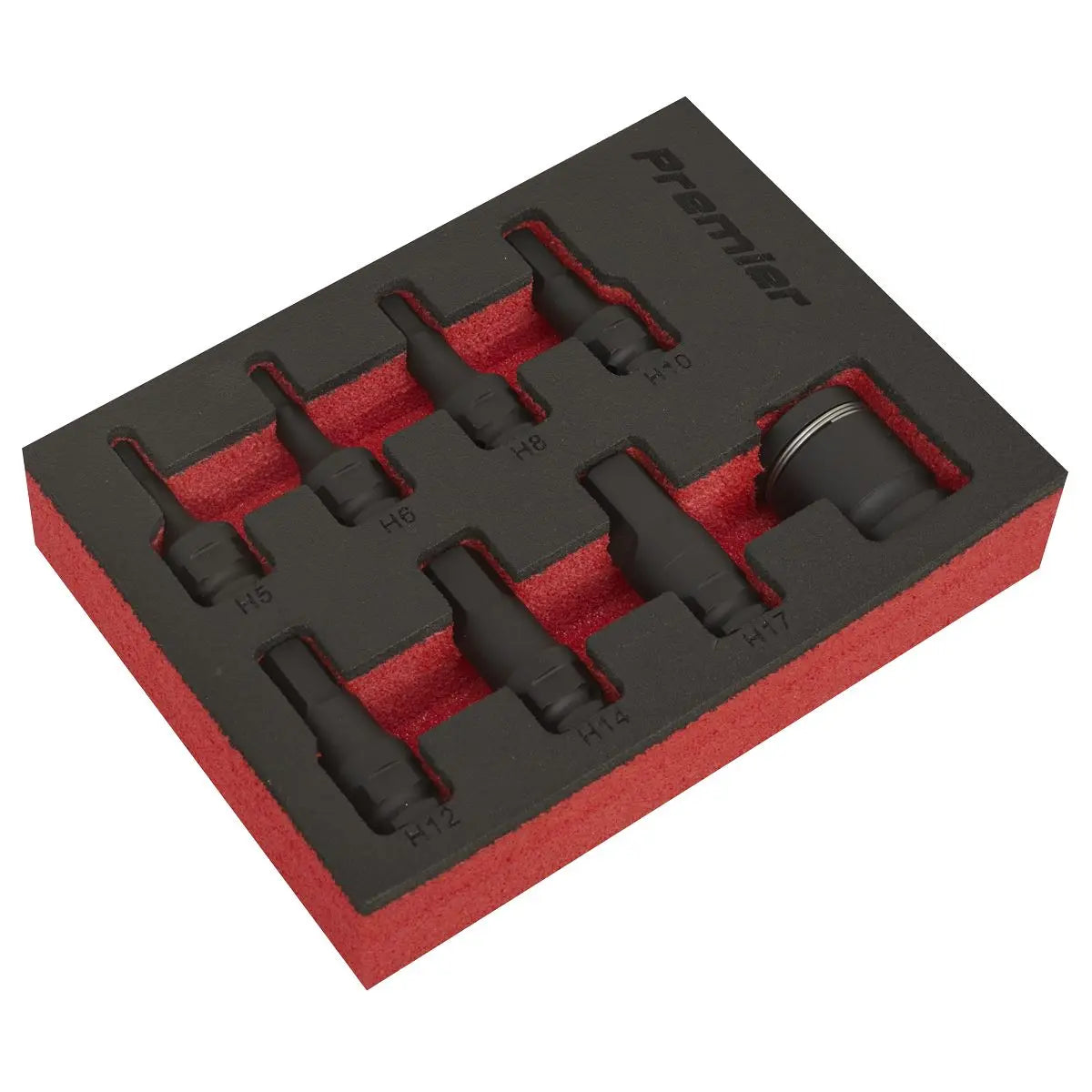 Sealey Impact Hex Socket Bit Set 8 Piece 3/8" Drive 5-17mm in EVA Storage Tray 