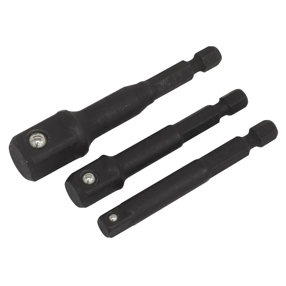 Sealey Impact Socket Adaptor Set 3 Piece Premier 1/4" 3/8" 1/2" Drive 