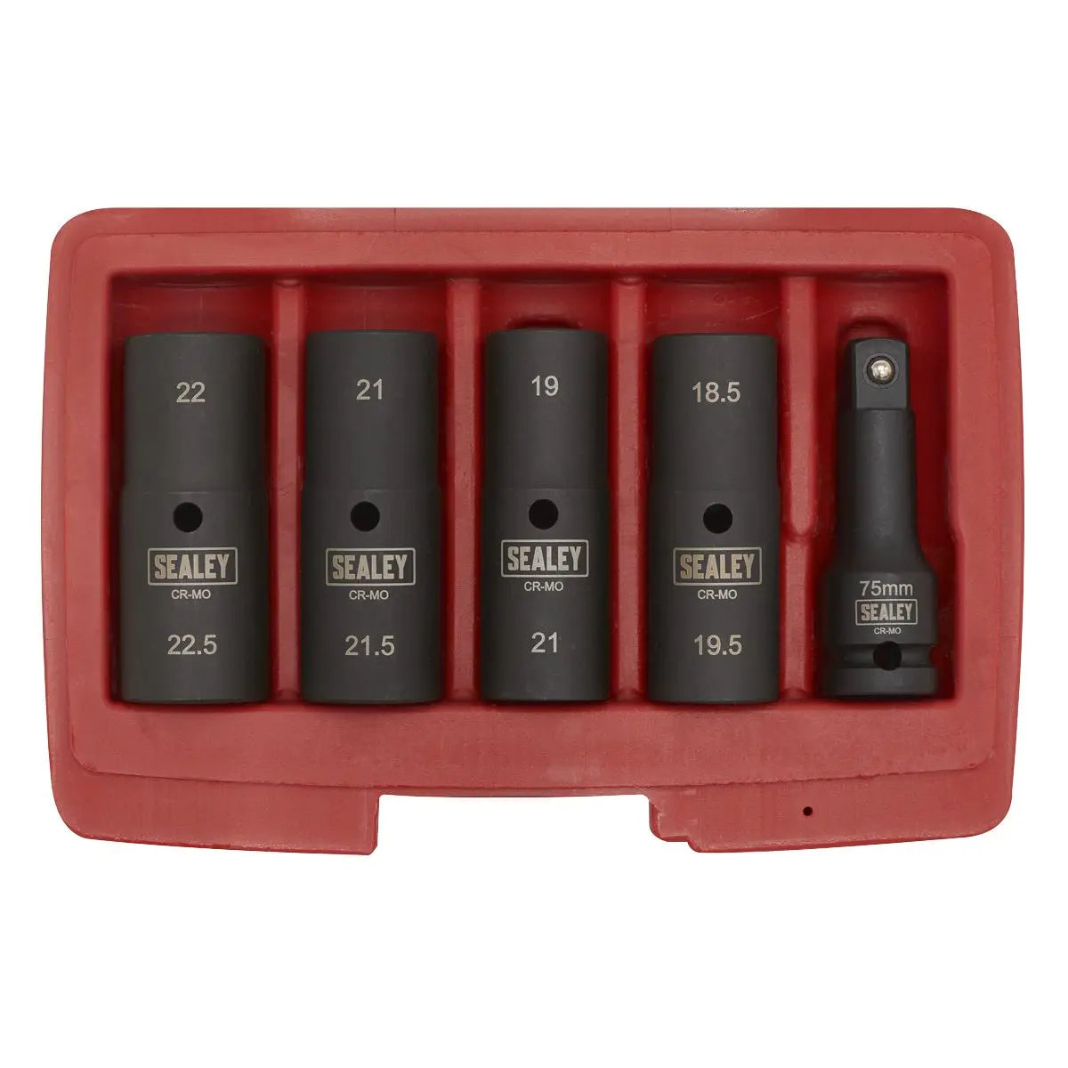 Sealey Impact Socket Set 1/2"Sq Drive 77mm Double Ended 18.5 x 22.5mm - 5pc 