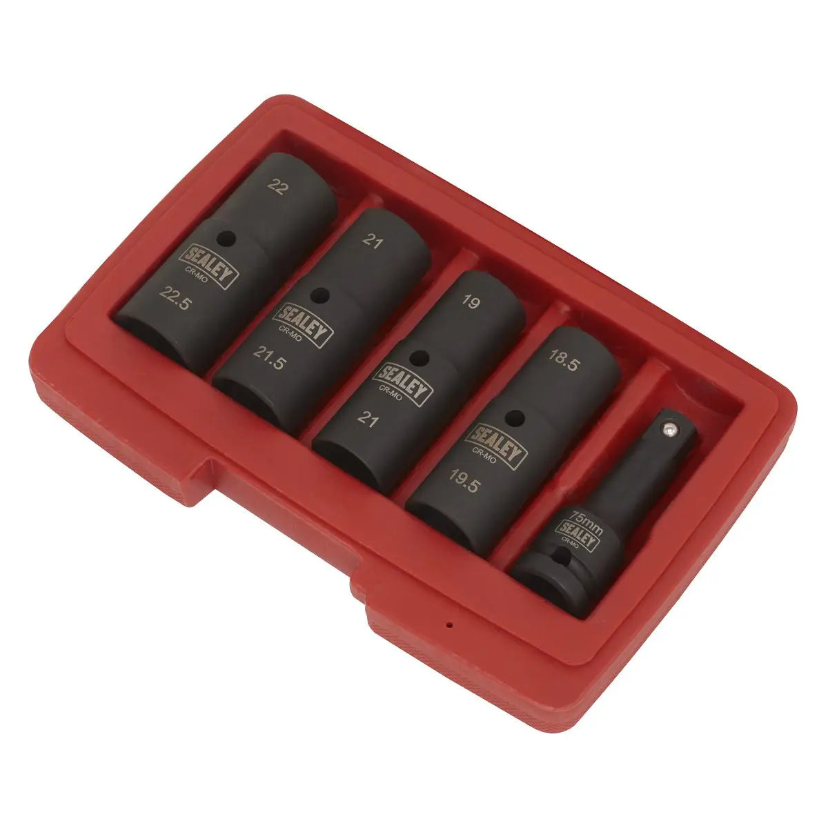 Sealey Impact Socket Set 1/2"Sq Drive 77mm Double Ended 18.5 x 22.5mm - 5pc 