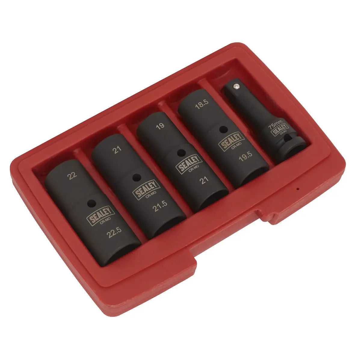 Sealey Impact Socket Set 1/2"Sq Drive 77mm Double Ended 18.5 x 22.5mm - 5pc 