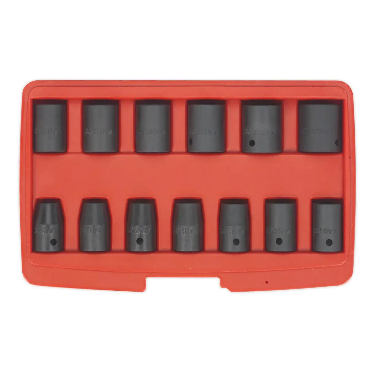 Sealey Impact Socket Set 13 Piece 1/2" Drive Metric 10-24mm Premier 