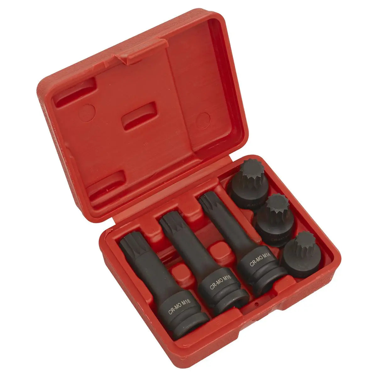 Sealey Impact Spline Socket Bit Set 6pc 1/2"Sq Drive 