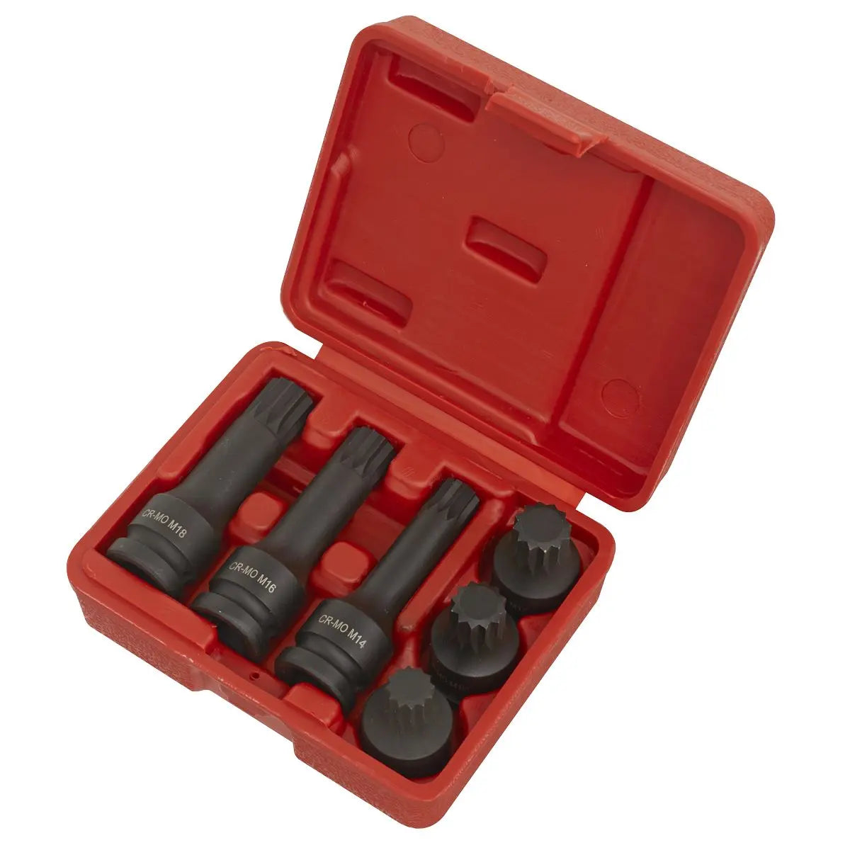 Sealey Impact Spline Socket Bit Set 6pc 1/2"Sq Drive 