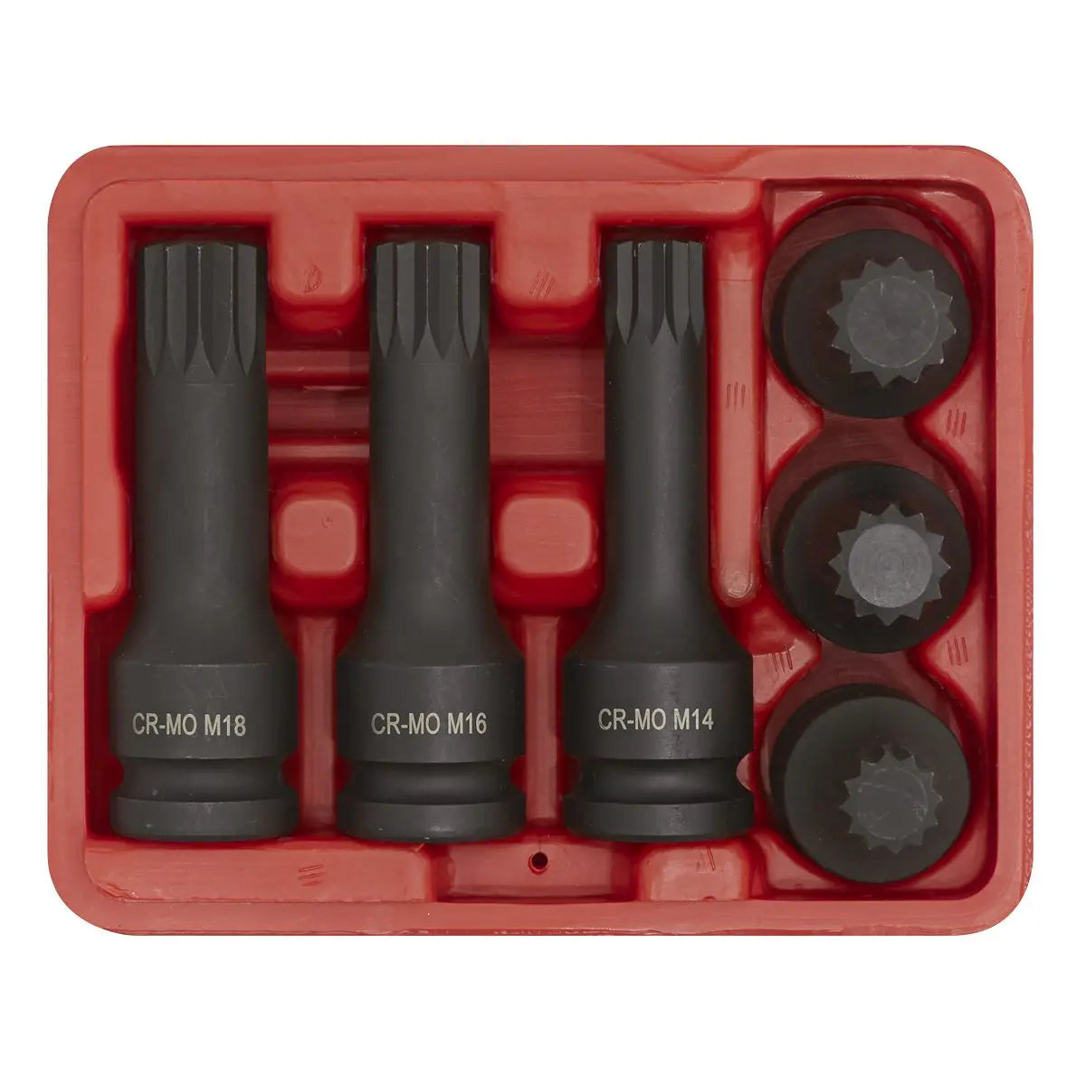 Sealey Impact Spline Socket Bit Set 6pc 1/2"Sq Drive 