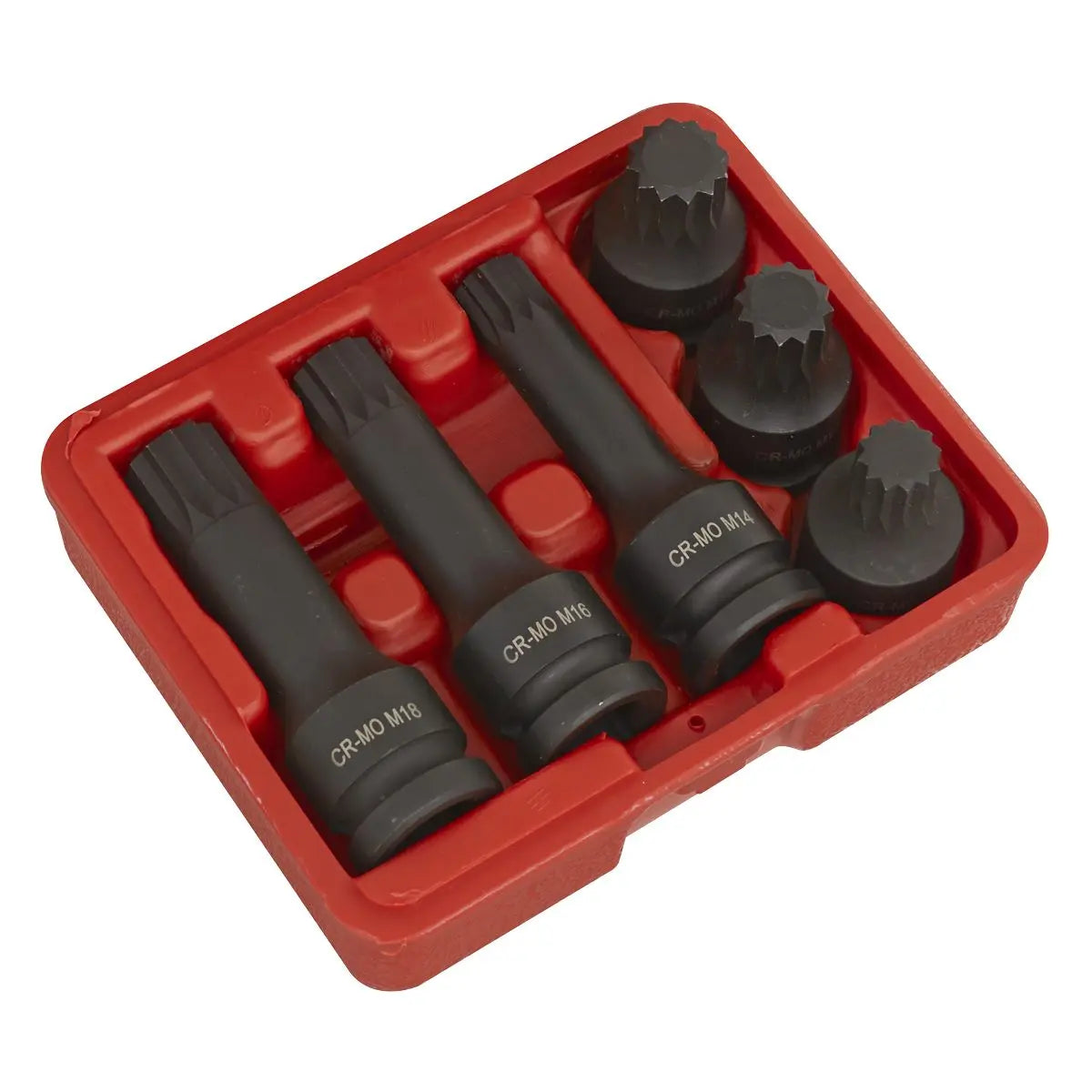 Sealey Impact Spline Socket Bit Set 6pc 1/2"Sq Drive 