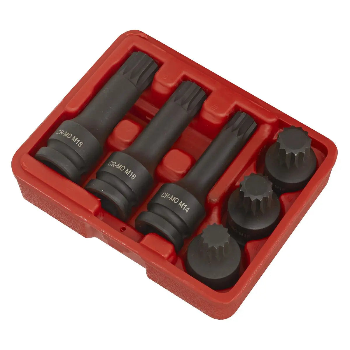 Sealey Impact Spline Socket Bit Set 6pc 1/2"Sq Drive 