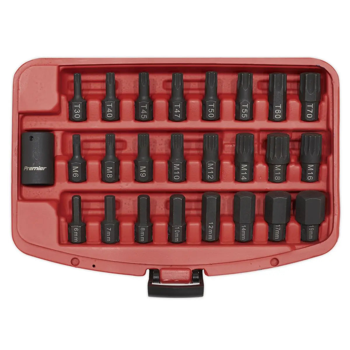 Sealey Impact Trx-Star Hex Spline Bit Set  25 Piece 1/2" Drive Premier 