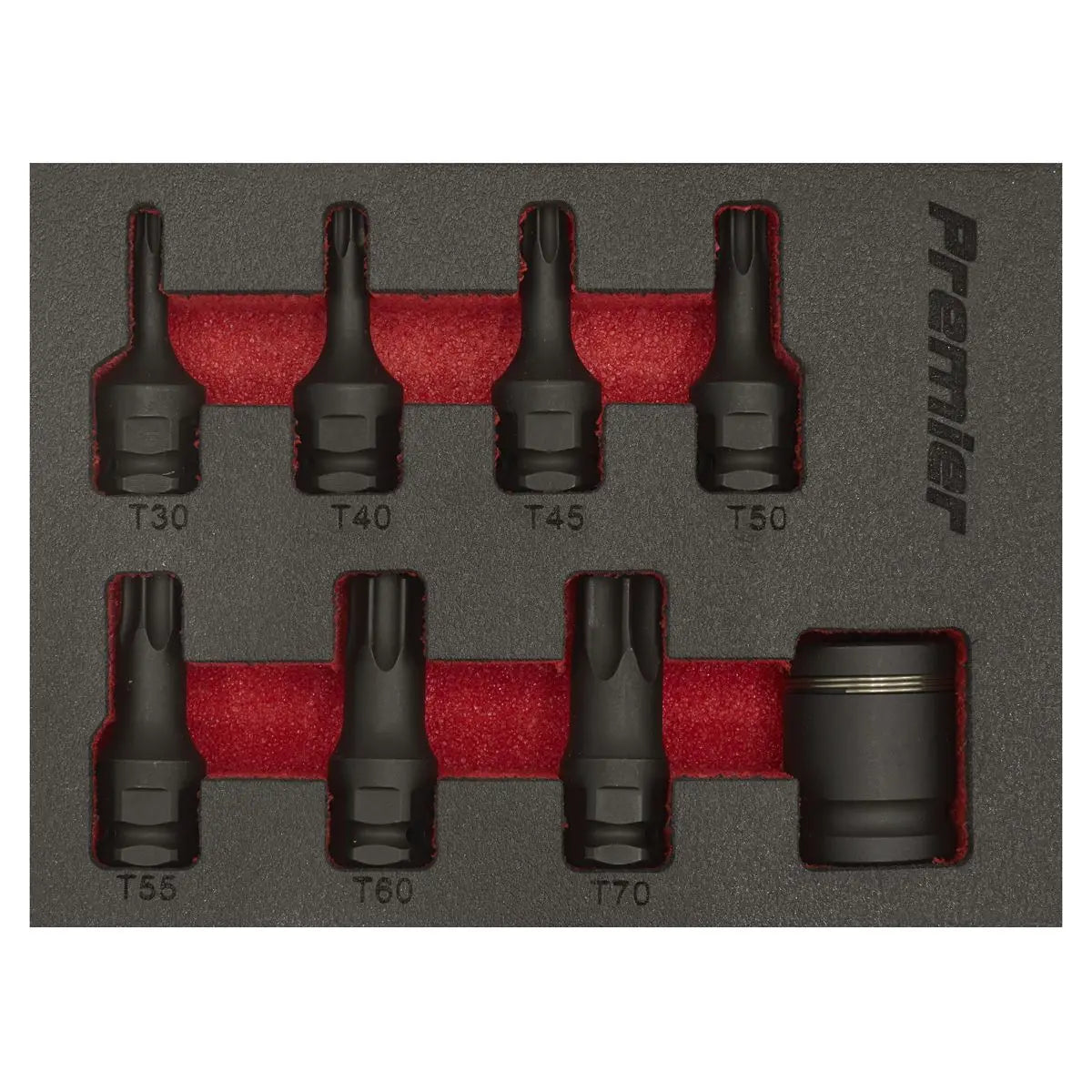 Sealey Impact Trx-Star Socket Bit Set 8 Piece 3/8" Drive T30-T70 in EVA Storage Tray 