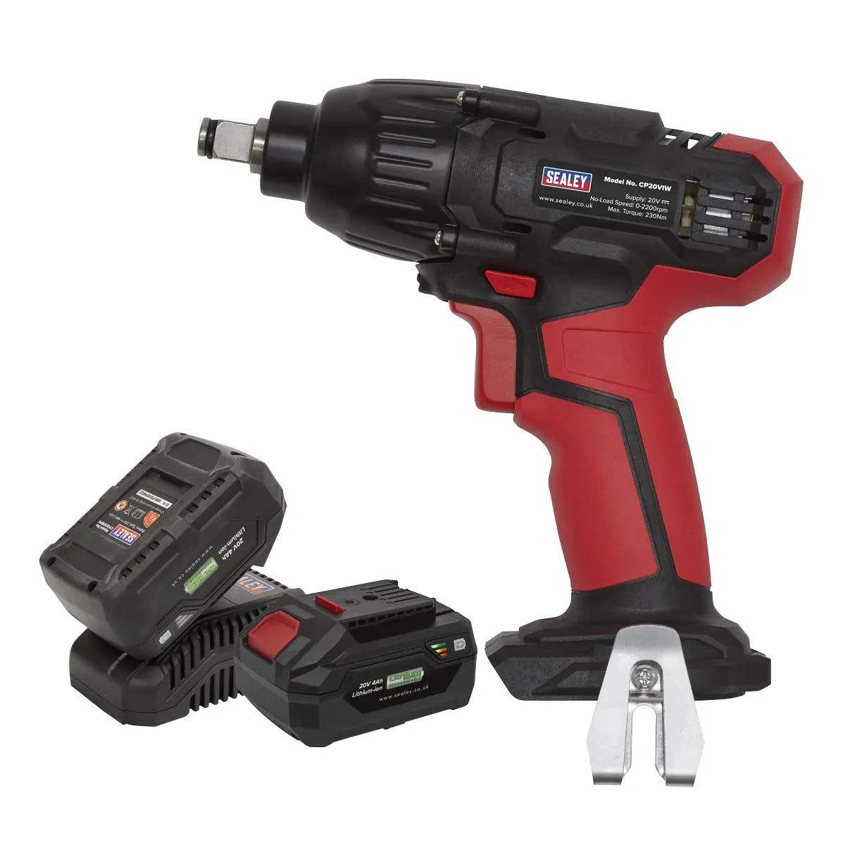 Sealey Impact Wrench 20V 4Ah SV20 Series 1/2"Sq Drive - 2 Batteries 