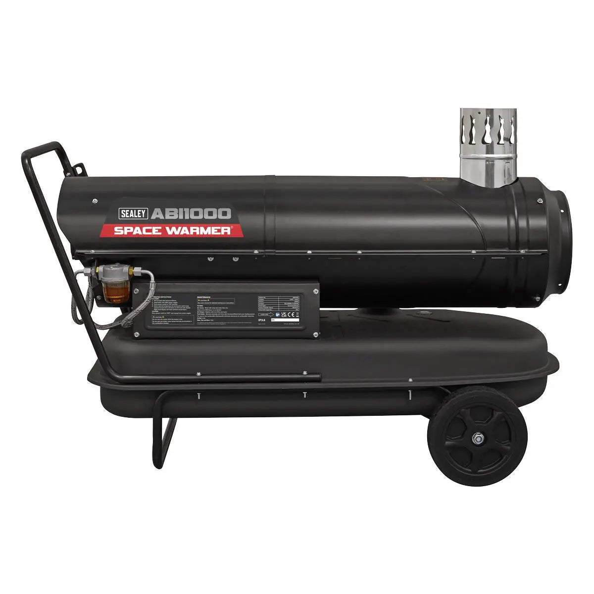 Sealey Indirect Space Warmer® Kerosene/Diesel Heater 102,000Btu/hr with Wheels  White Rose Tools
