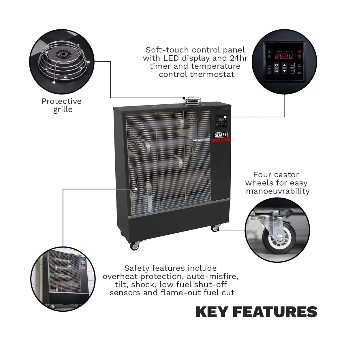 Sealey Industrial Infrared Diesel Heater 16kW 
