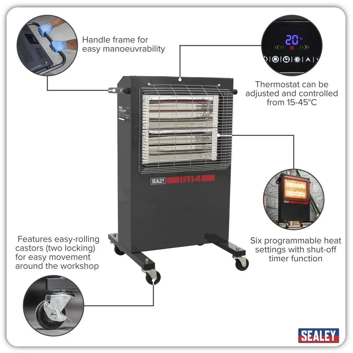 Sealey Infrared Cabinet Heater 1.4/2.8kW 230V 