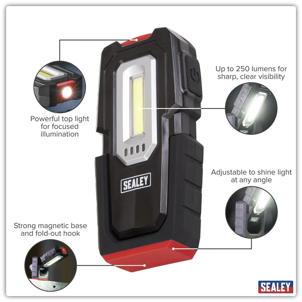 Sealey Inspection Light 3W COB & 1W SMD LED - Wireless Rechargeable  White Rose Tools