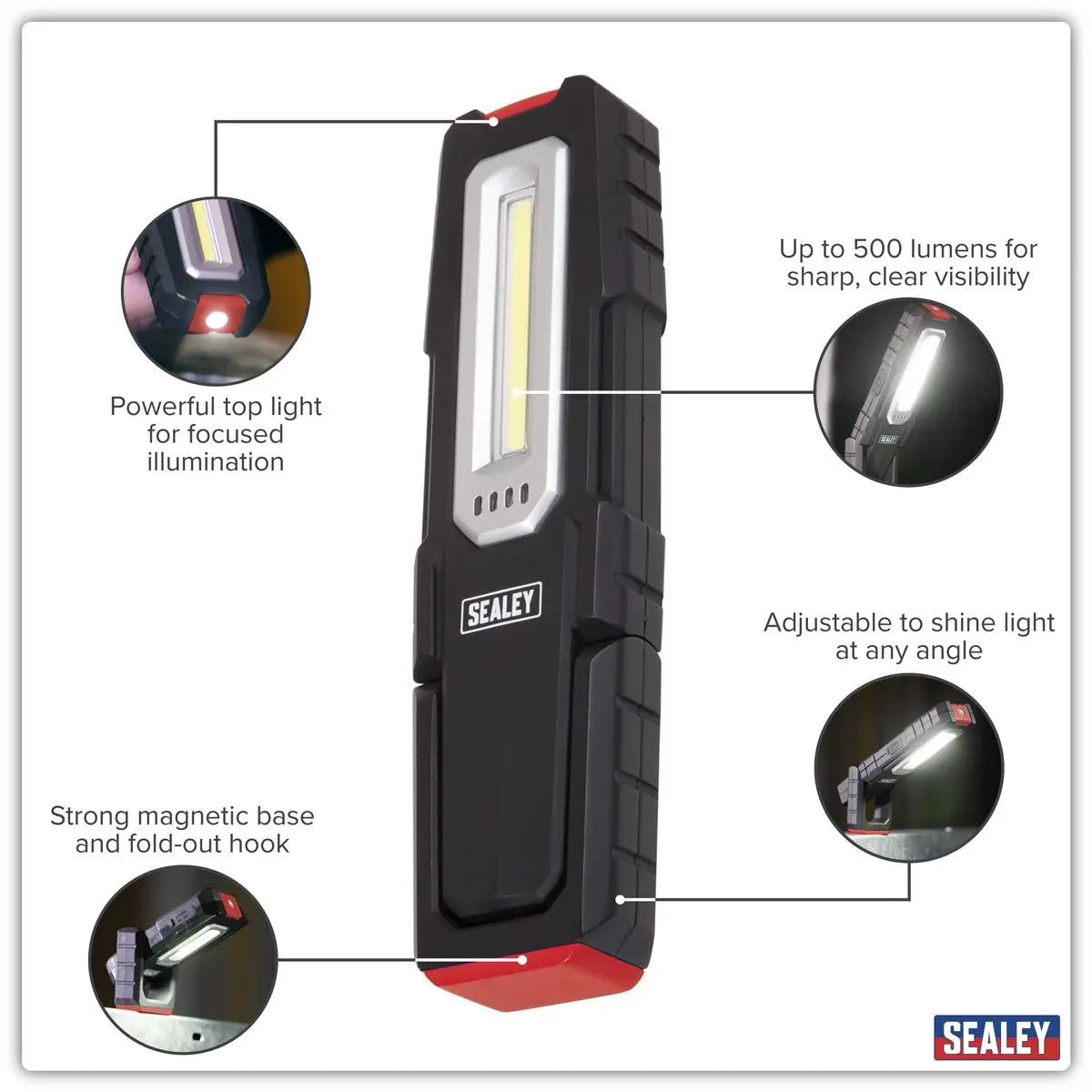 Sealey Inspection Light 5W COB & 1W SMD LED - Wireless Rechargeable  White Rose Tools