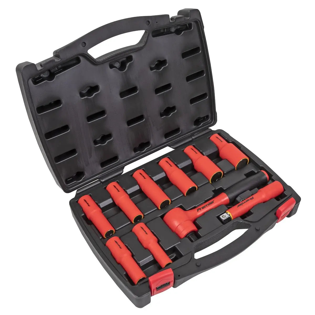 Sealey Insulated Socket Set 10 Piece 1/2" Drive 10-24mm 6 Point WallDrive VDE Approved 