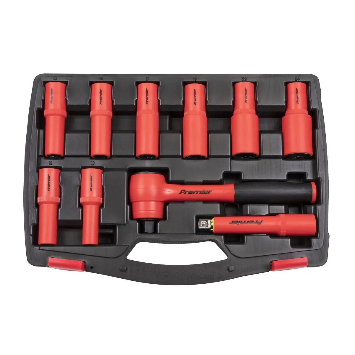 Sealey Insulated Socket Set 10 Piece 1/2" Drive 10-24mm 6 Point WallDrive VDE Approved 