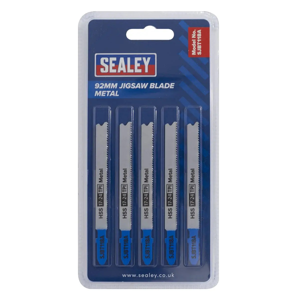 Sealey Jigsaw Blade Metal 92mm 17-24tpi - Pack of 5 