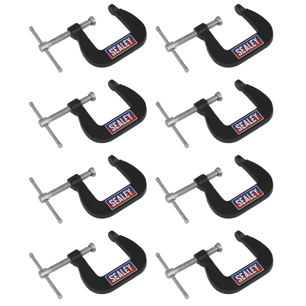 Sealey Junior C-Clamp 8pc Set - 28mm x 28mm  White Rose Tools