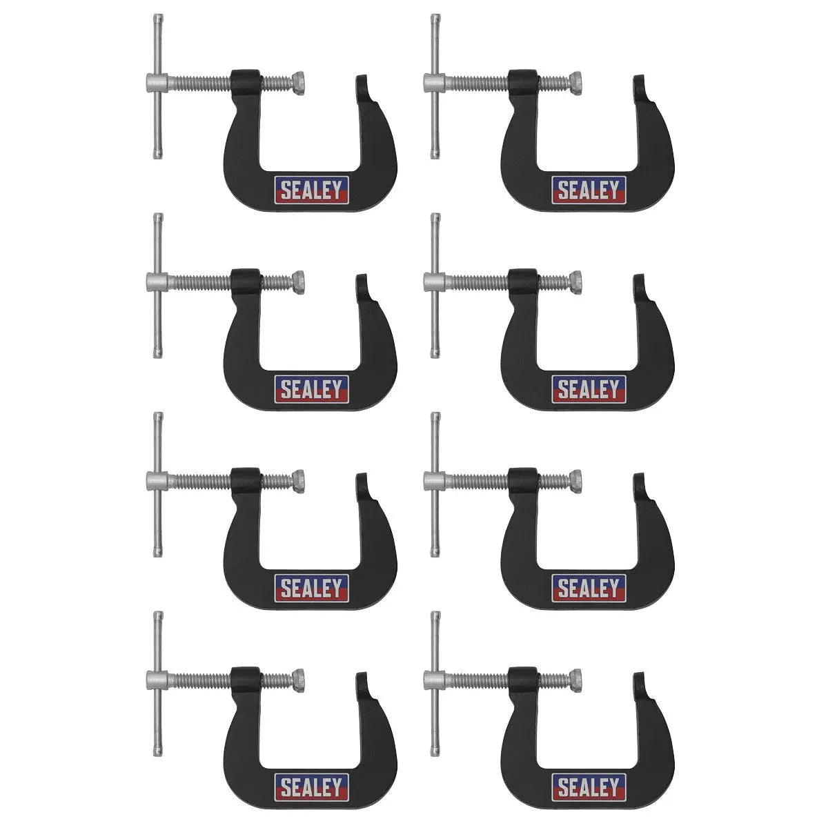 Sealey Junior C-Clamp 8pc Set - 28mm x 28mm  White Rose Tools