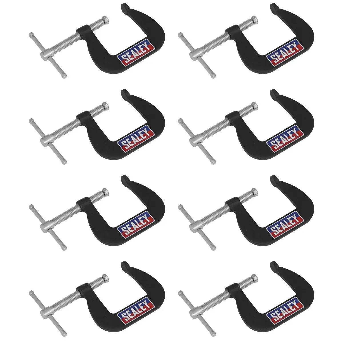 Sealey Junior C-Clamp 8pc Set - 38mm x 38mm  White Rose Tools