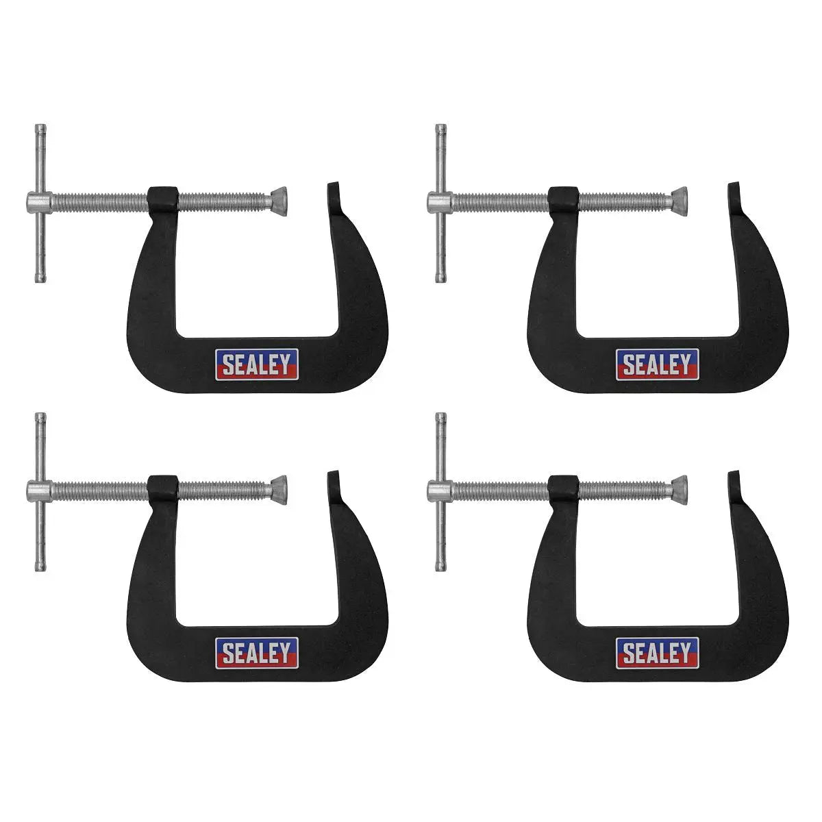 Sealey Junior C-Clamp Set 4pc - 64mm x 64mm  White Rose Tools
