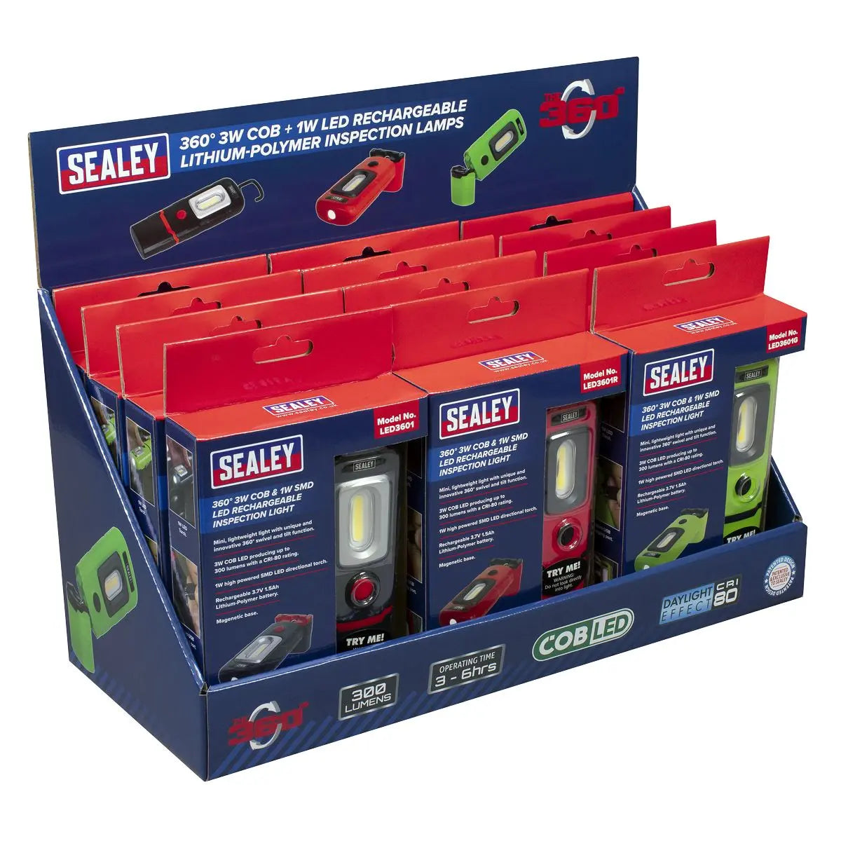 Sealey LED3601 Series Inspection Light Combination - Display Pack of 12 