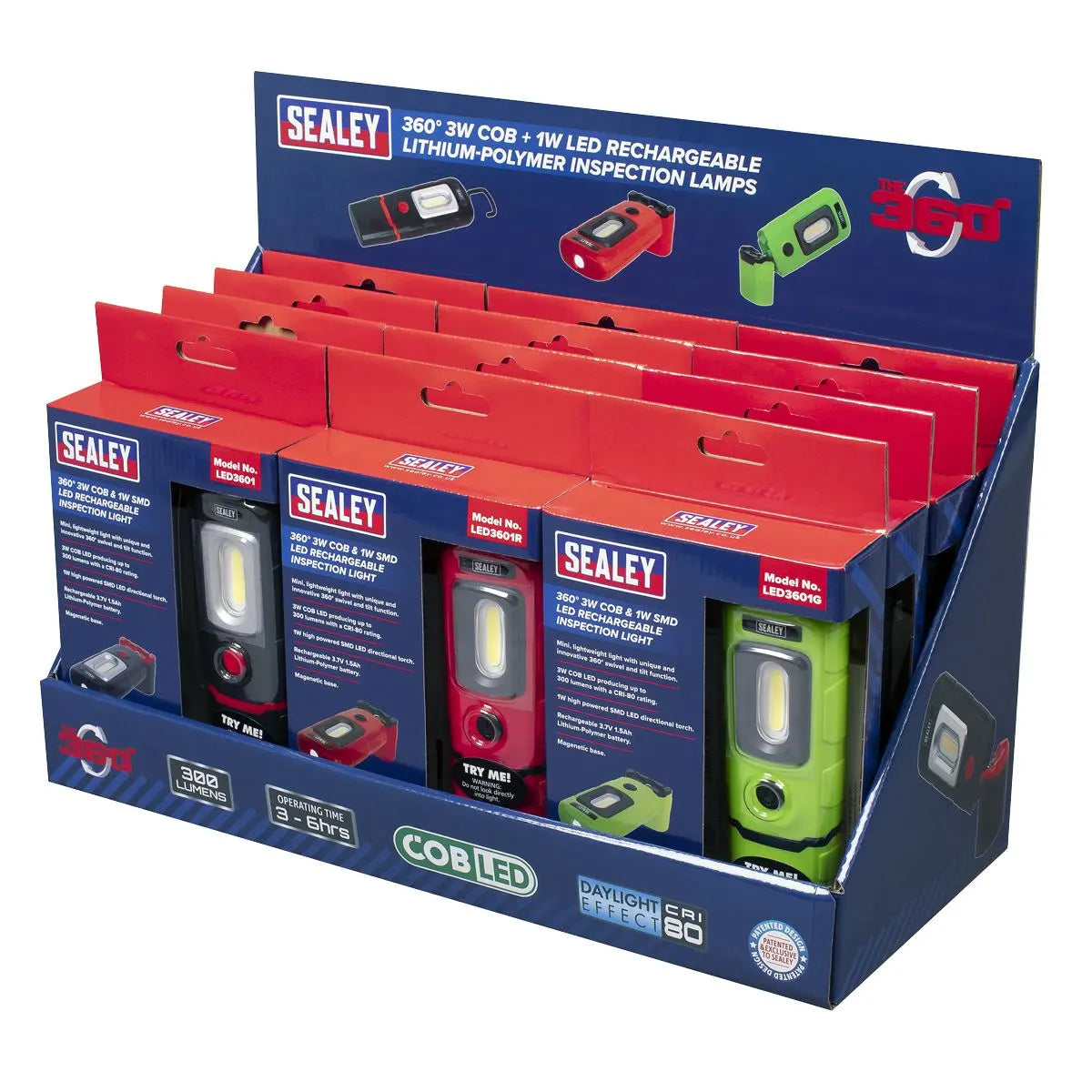 Sealey LED3601 Series Inspection Light Combination - Display Pack of 12 