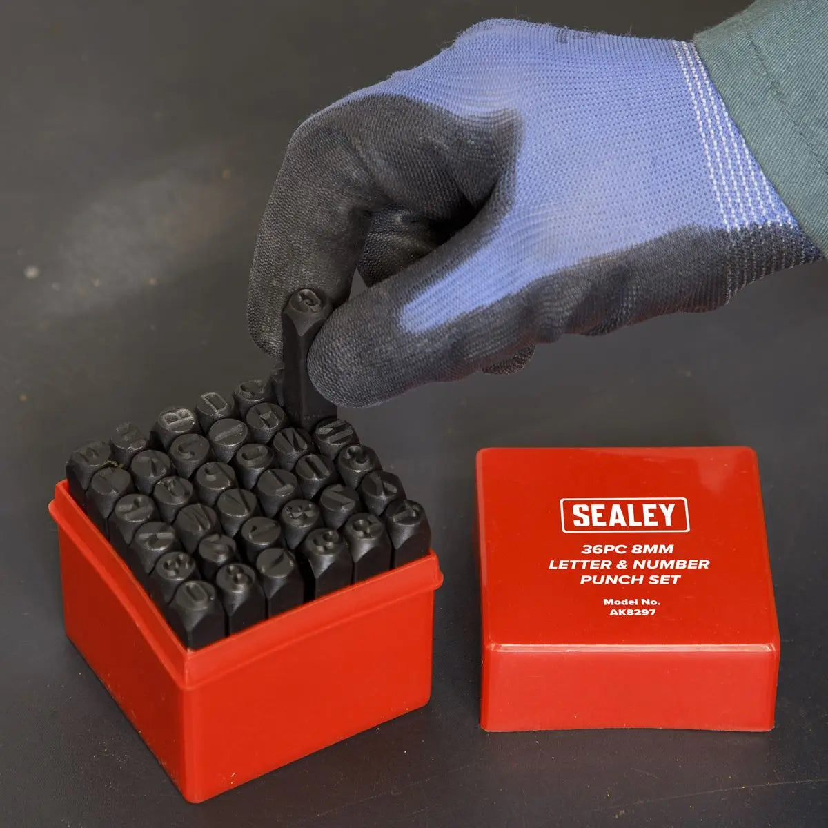Sealey Letter & Number Punch Set 36pc 8mm Stamp Marking Case Alphabet 