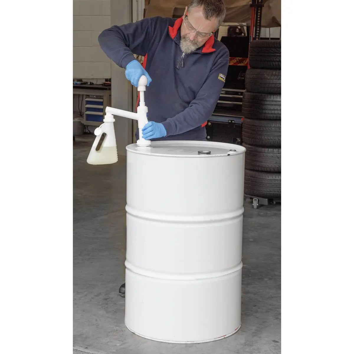 Sealey Lift Action Drum Pump with Measure Kit 205L 