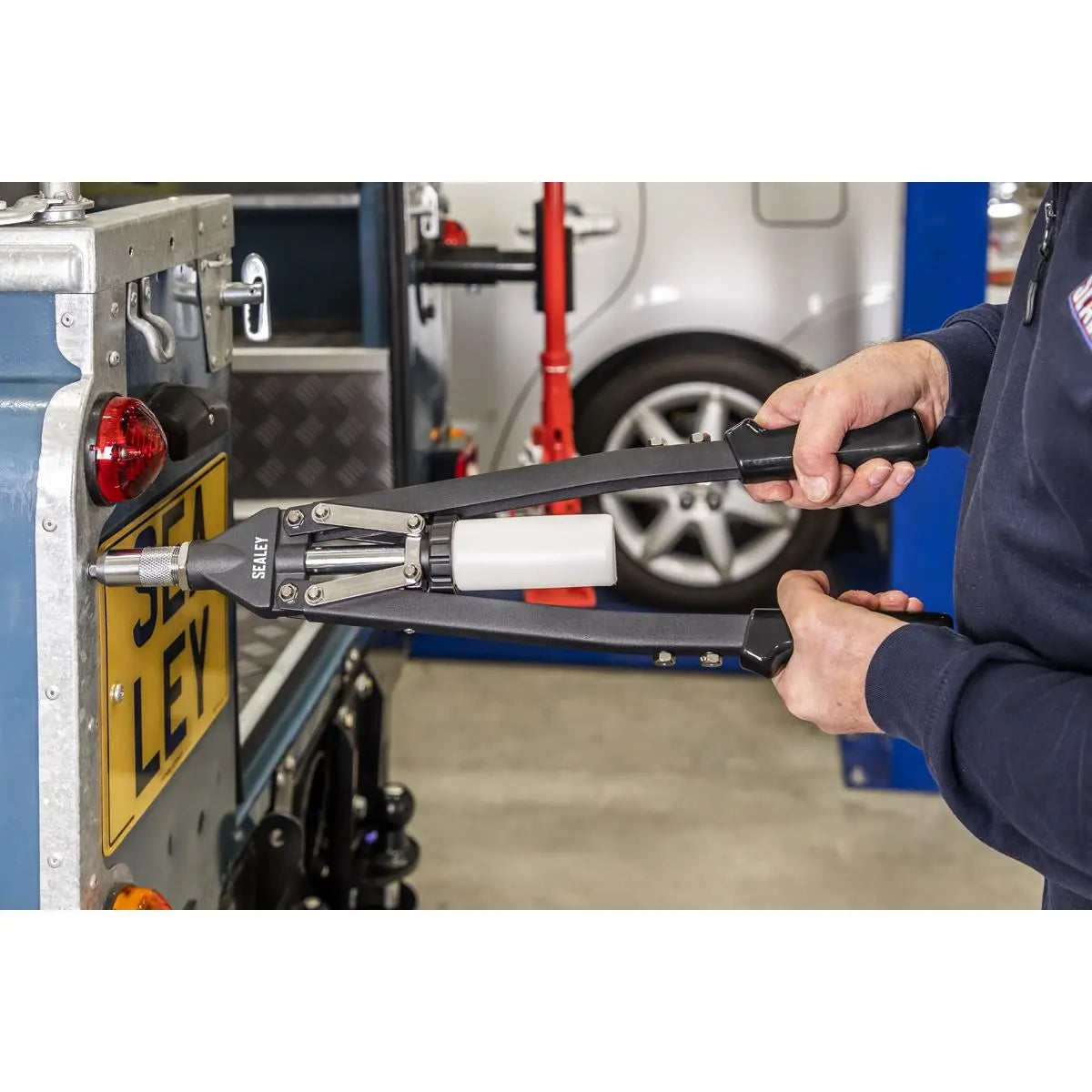 Sealey Long-Arm Riveter with Collection Bowl Heavy-Duty 