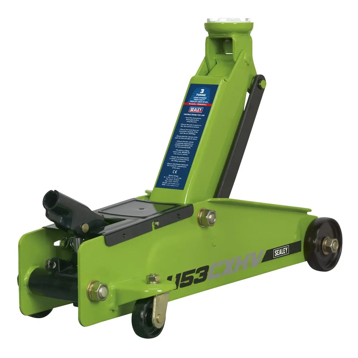 Sealey Long Reach Heavy-Duty Trolley Jack 3 Tonne - Green 