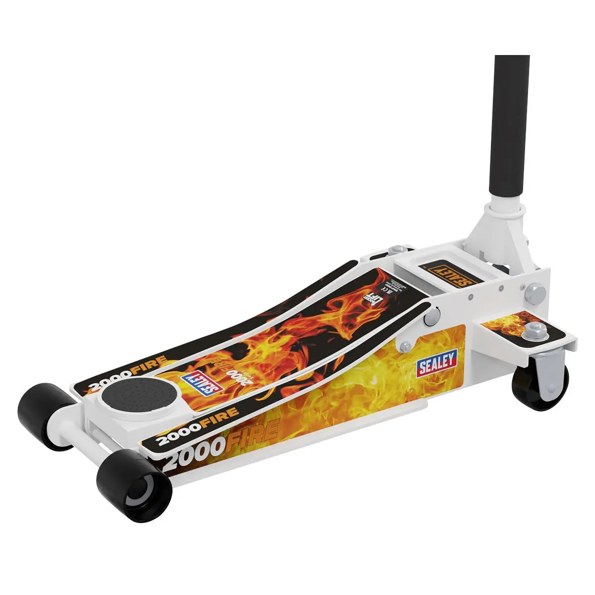 Sealey Low Entry Custom Design Trolley Jack with Rocket Lift 2 Tonne - White  White Rose Tools
