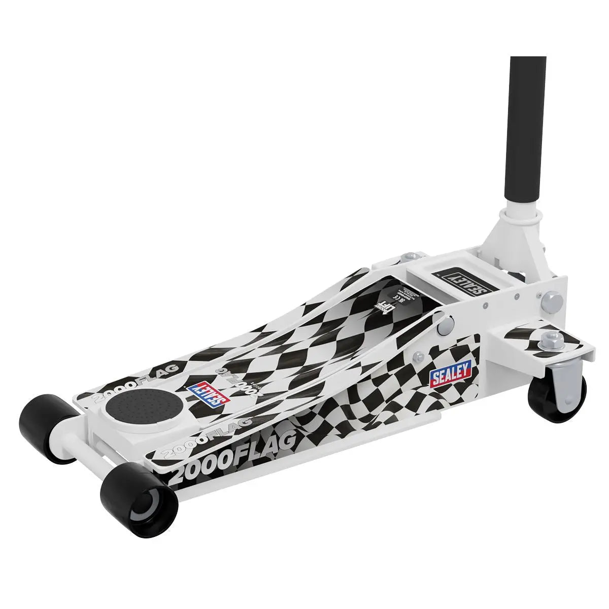Sealey Low Entry Custom Design Trolley Jack with Rocket Lift 2 Tonne - White  White Rose Tools