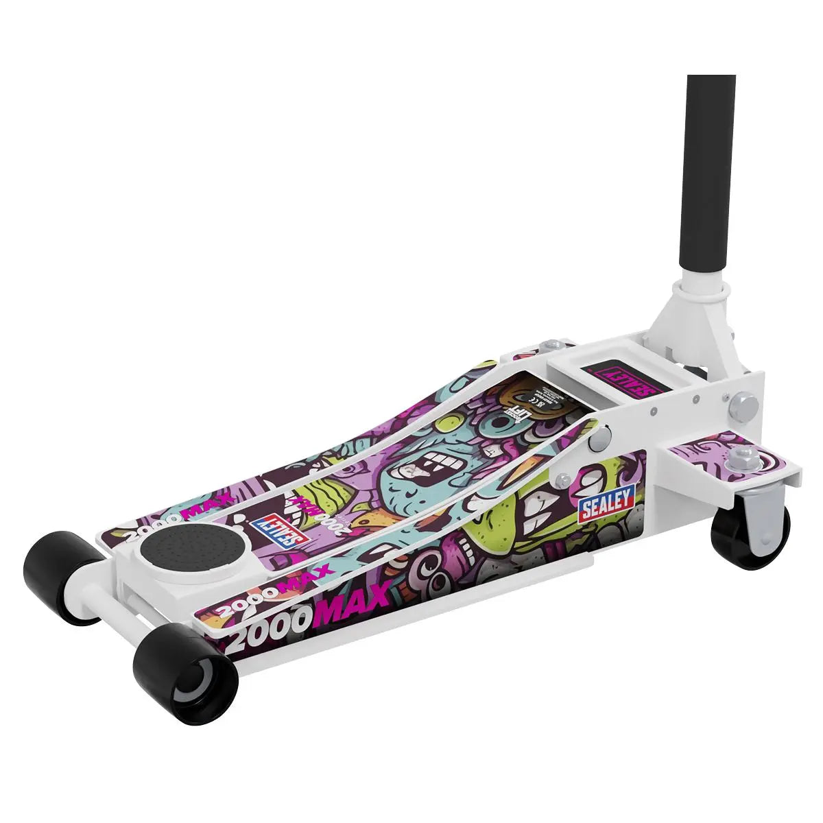 Sealey Low Entry Custom Design Trolley Jack with Rocket Lift 2 Tonne - White  White Rose Tools