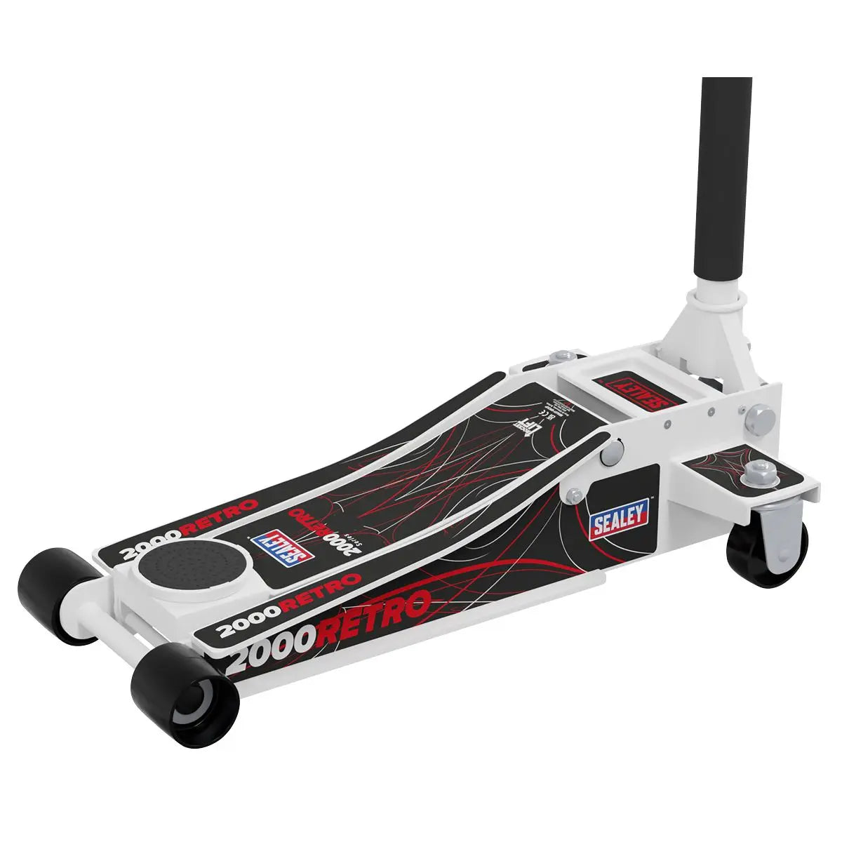 Sealey Low Entry Custom Design Trolley Jack with Rocket Lift 2 Tonne - White  White Rose Tools