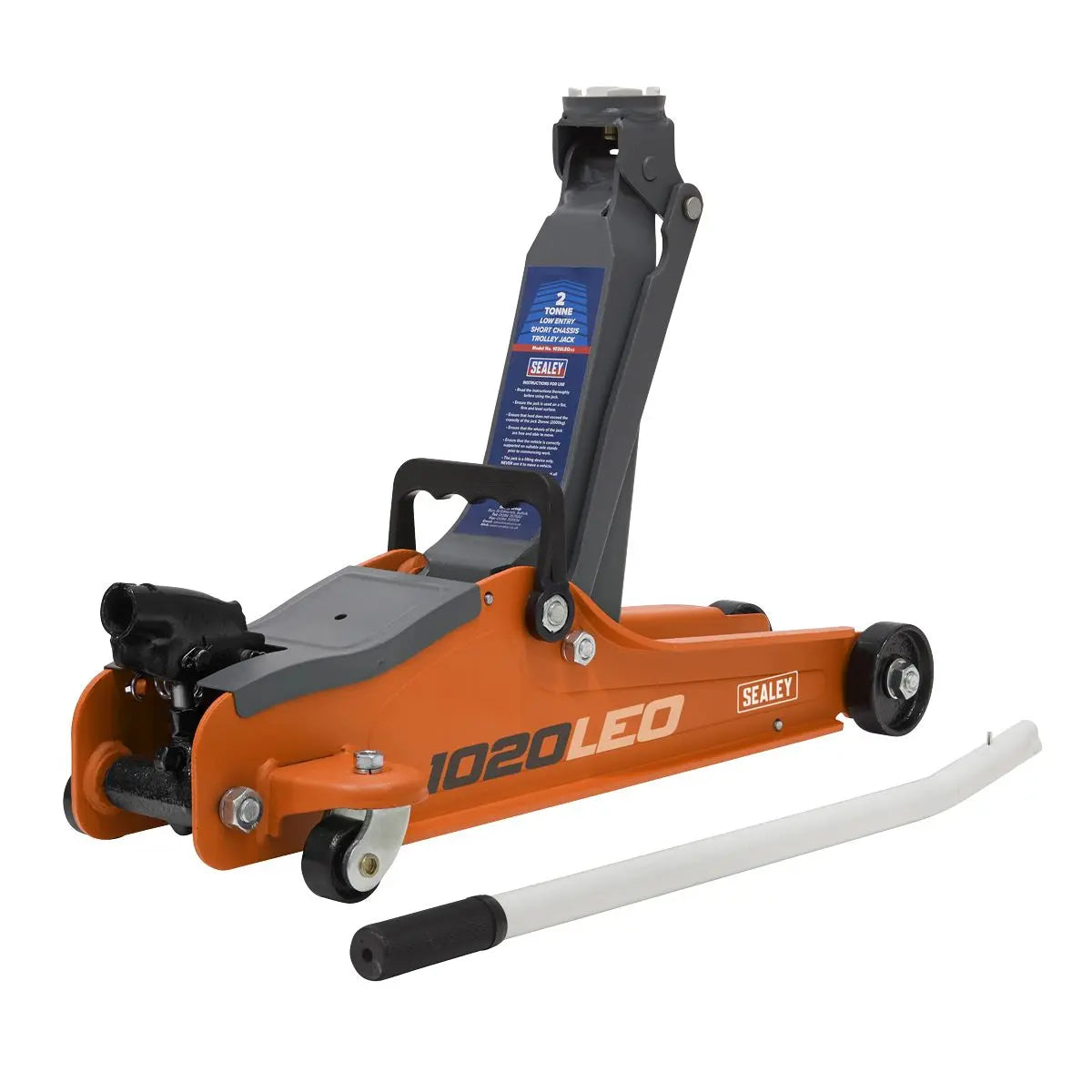 Sealey Low Entry Short Chassis Trolley Jack & Accessories Bag Combo 2 Tonne - Orange 