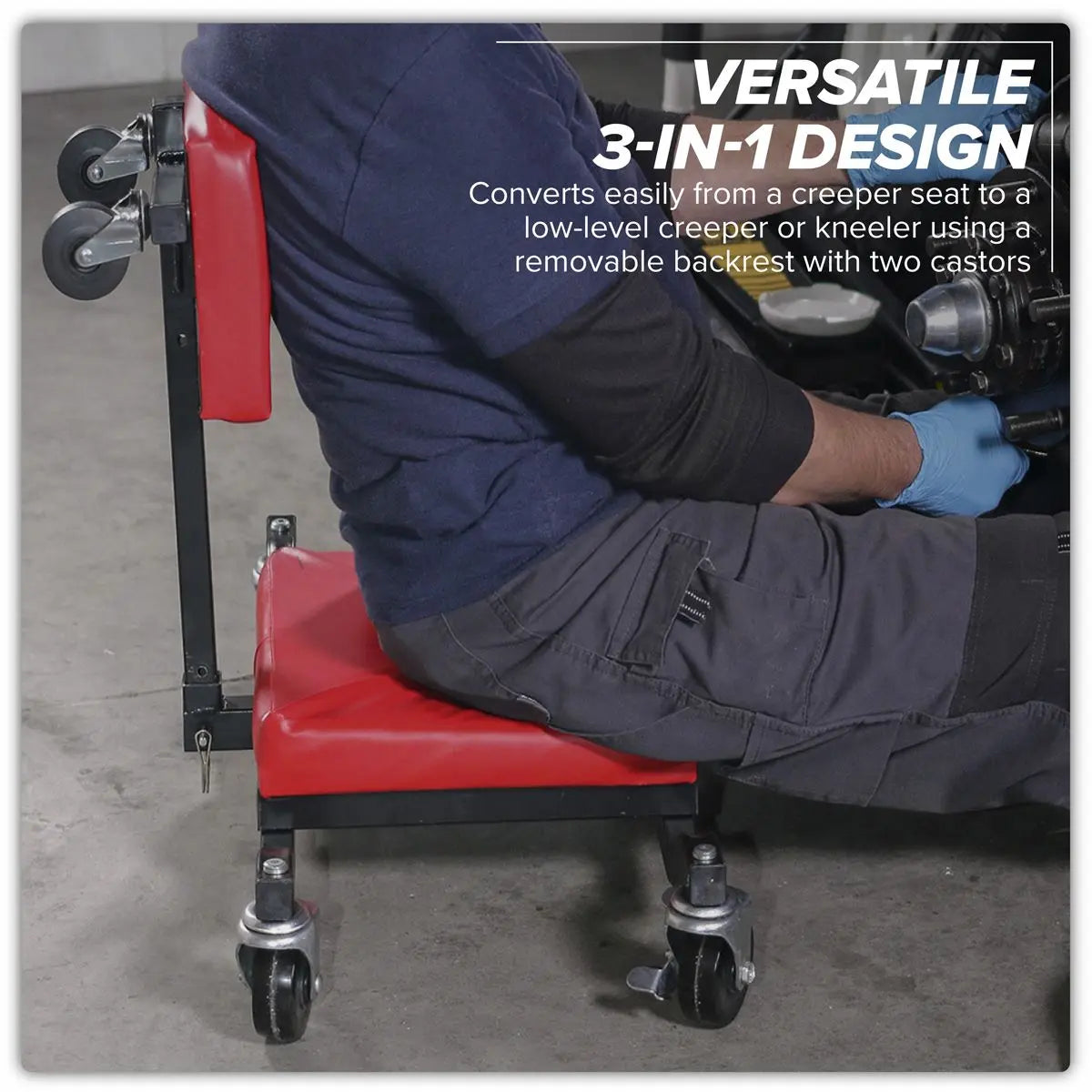 Sealey Low Level Creeper, Seat & Kneeler - White Rose Tools