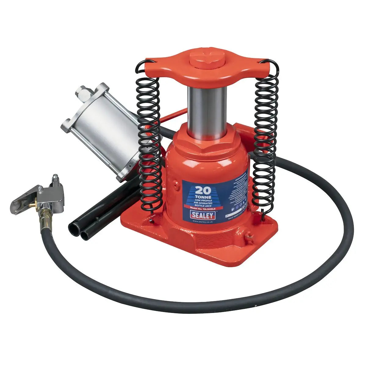 Sealey Low Profile Air Operated Hydraulic Bottle Jack 20 Tonne  White Rose Tools