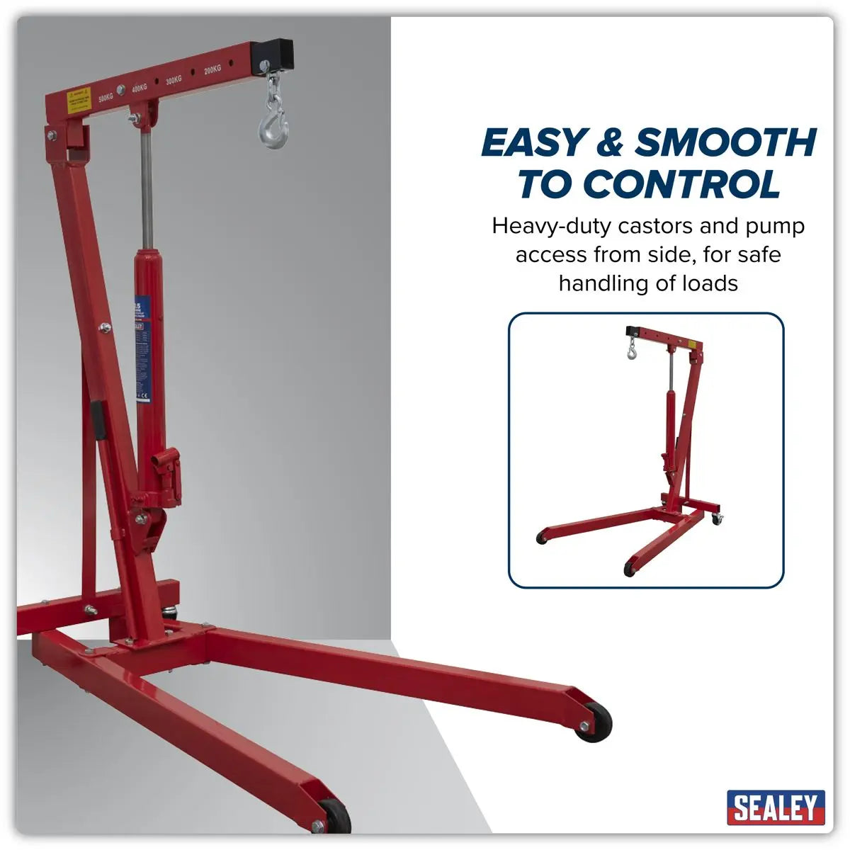 Sealey Low Profile Engine Crane 0.5 Tonne  White Rose Tools