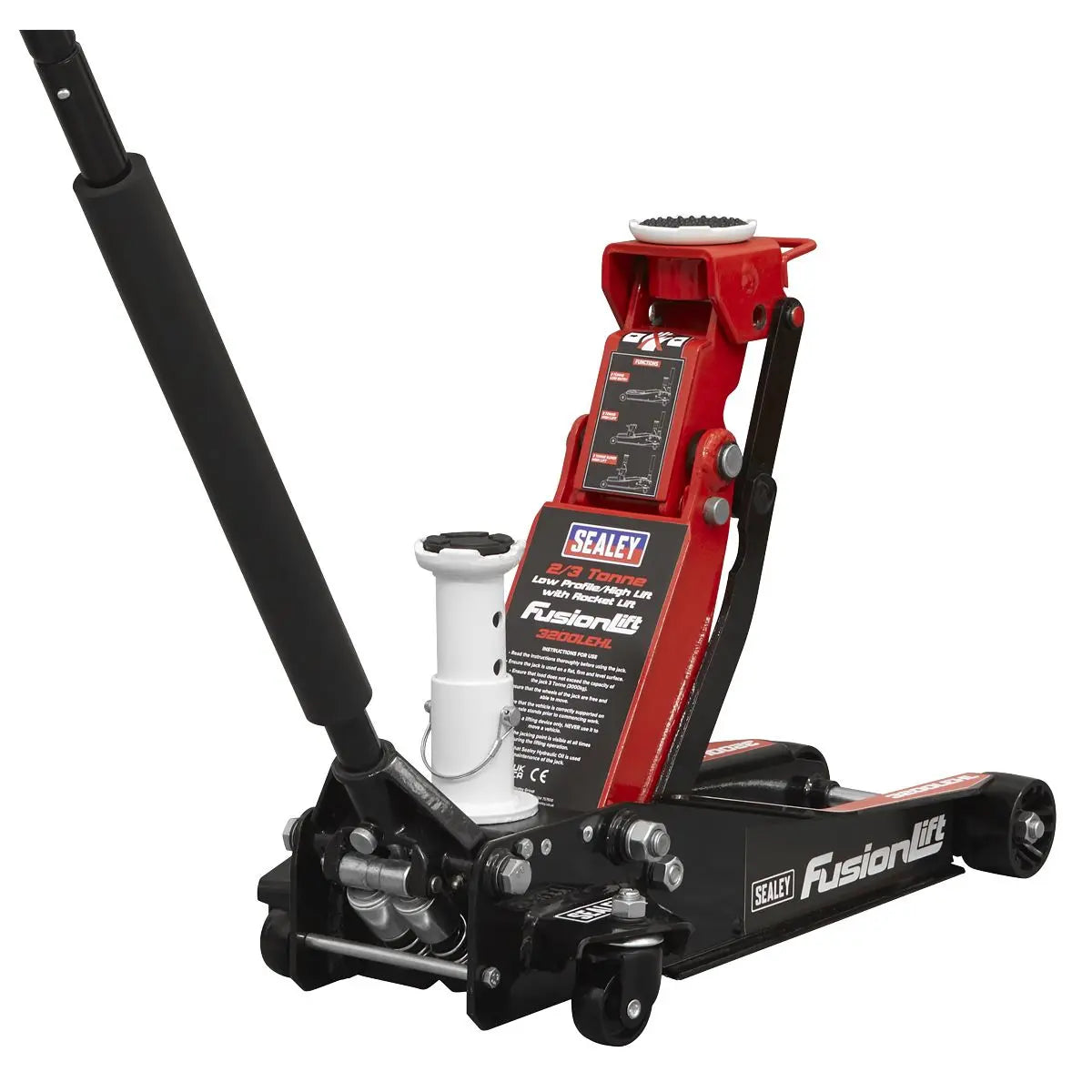 Sealey Low Profile High Lift Trolley Jack with Rocket Lift 2/3 Tonne  White Rose Tools