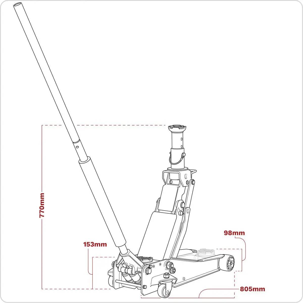 Sealey Low Profile High Lift Trolley Jack with Rocket Lift 2/3 Tonne  White Rose Tools