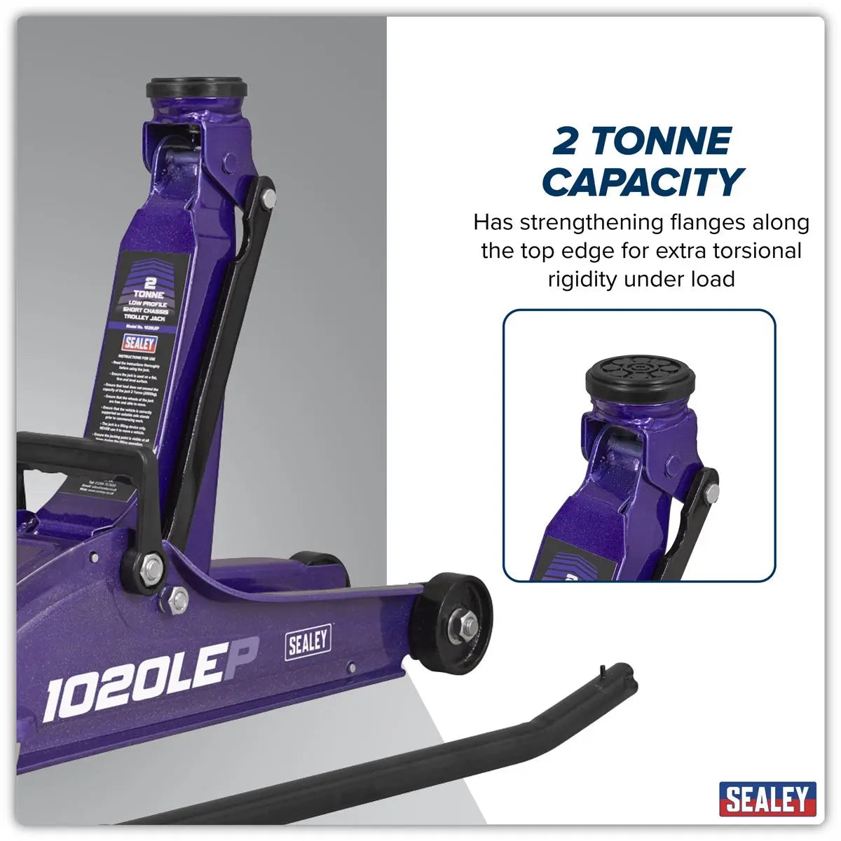 Sealey Low Profile Short Chassis Trolley Jack 2 Tonne - Purple  White Rose Tools