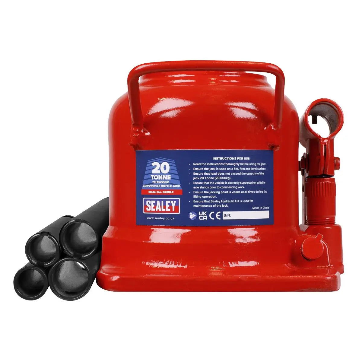 Sealey Low Profile Telescopic Bottle Jack 20 Tonne  White Rose Tools