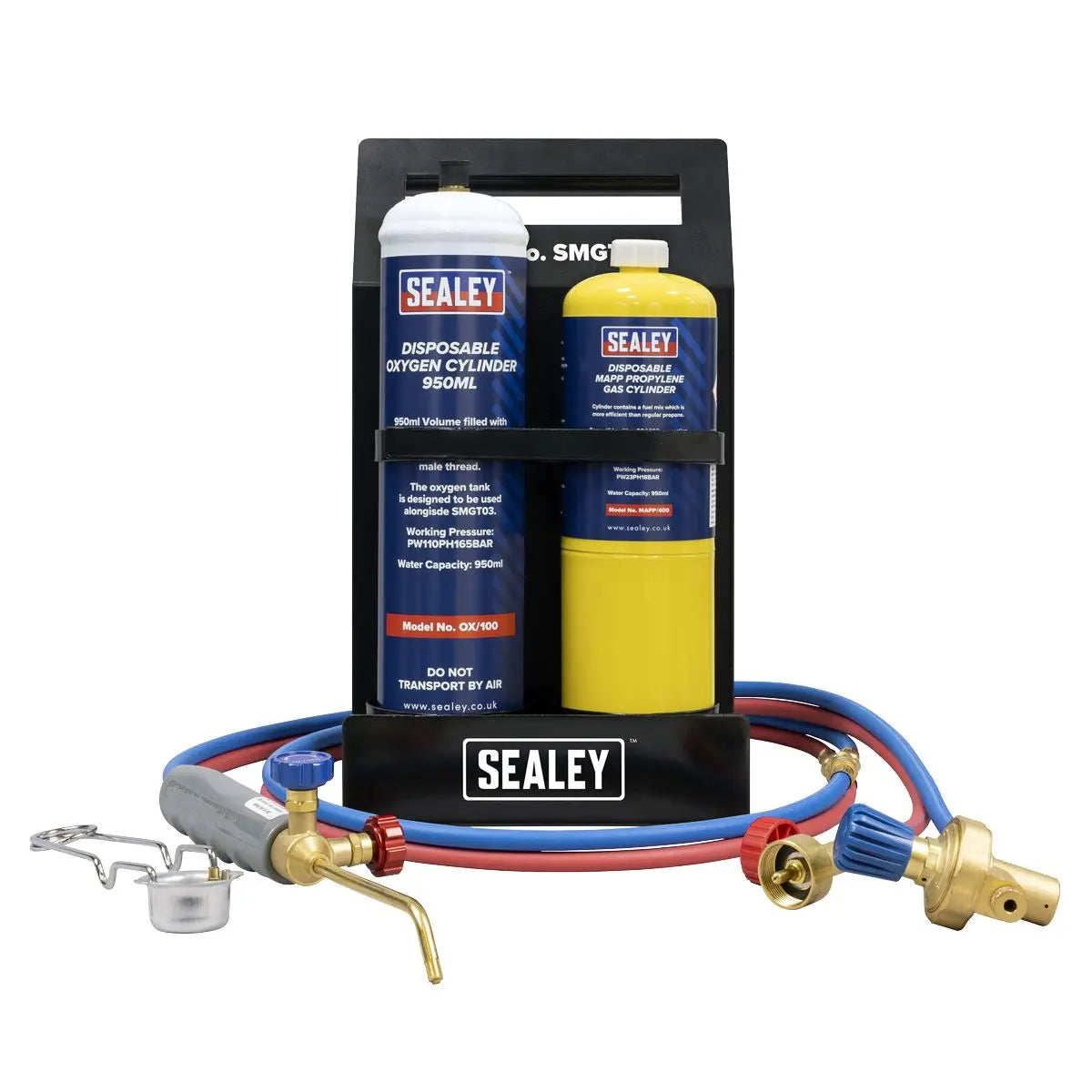 Sealey MAPP Gas & Oxygen Brazing Kit with 400g MAPP Cylinder & 950ml Oxygen Cylinder  White Rose Tools